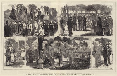 De Amerikaanse Eeuwfeestviering, Decoratiedag in Philadelphia door Joseph Nash